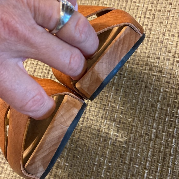 CYDWOQ Anchor Open Clog Wedge Slip-on Sandals ~ Natural Handmade Leather 36 - Picture 5 of 10